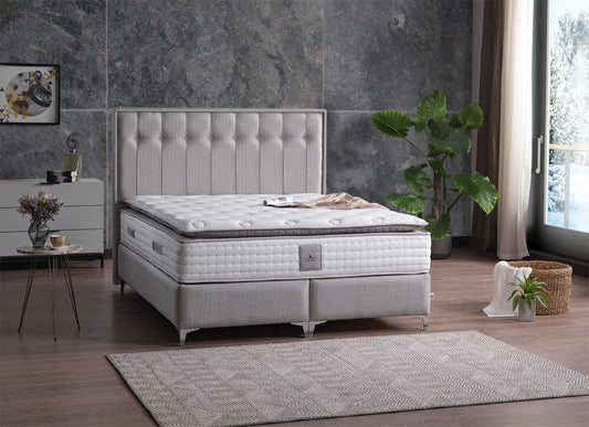 ANGEL Luxury Upholstered Ottoman Bed Set – Orthopaedic Mattress + Padded Headboard + Lift-Up Storage Base