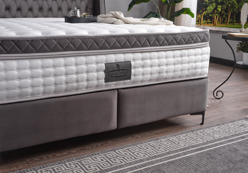 Cosmopolitan Luxury Upholstered Ottoman Bed Set – Orthopaedic Mattress + Padded Headboard + Lift-Up Storage Base