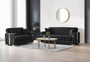 Lion Modern Black Silver 3+2+1 Seater Sofa Bed