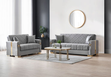 Lion Modern Gray Gold 3+2+1 Seater Sofa Bed