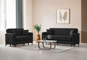 Chester 3+2+1 Seater Sofa Bed - Black