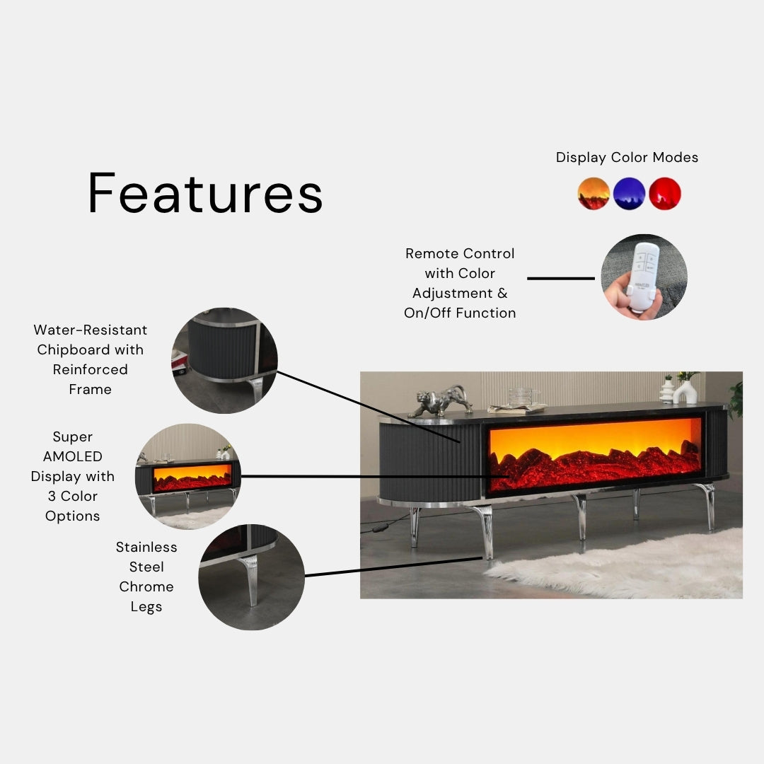 Full Screen Remote Controlled TV Unit- Gray/Silver