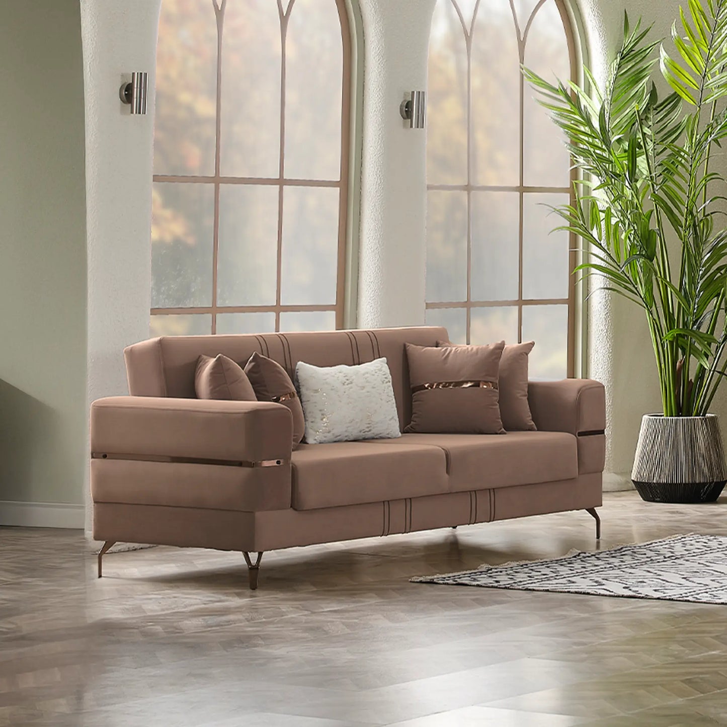 Nepal 3 Seater Sofa - Light Brown