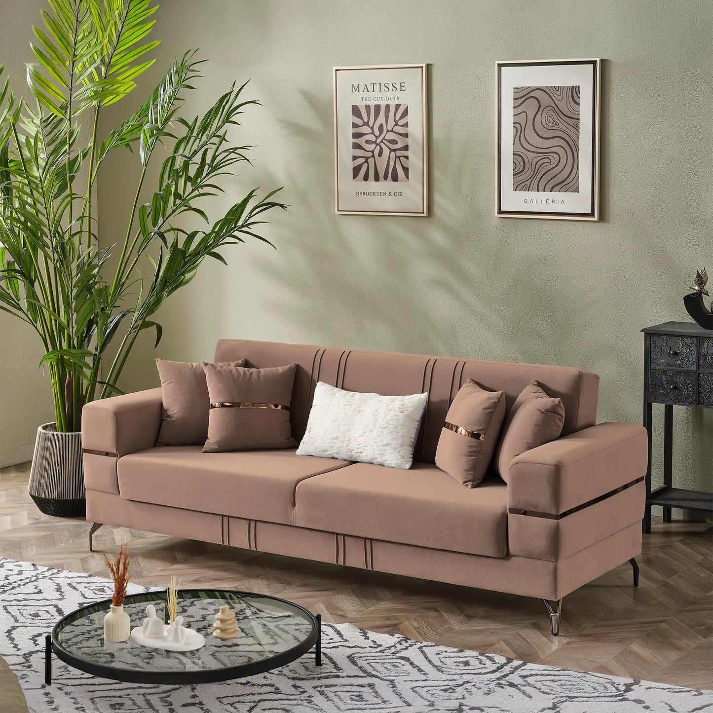 Nepal 3 Seater Sofa - Light Brown