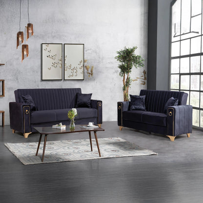 Violet 3 Seater Black Sofa