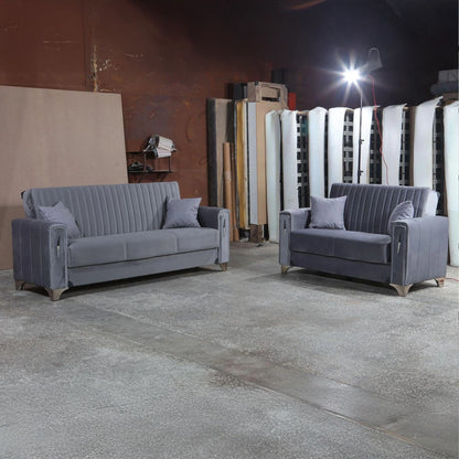 Diamond Elegant Gray 3+2 Sofa Set