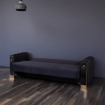 Violet 3 Seater Black Sofa