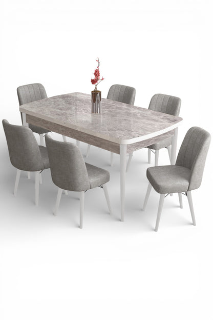 Mira Series Extendable Dining Table with 6 Chairs - Modern Wood Design