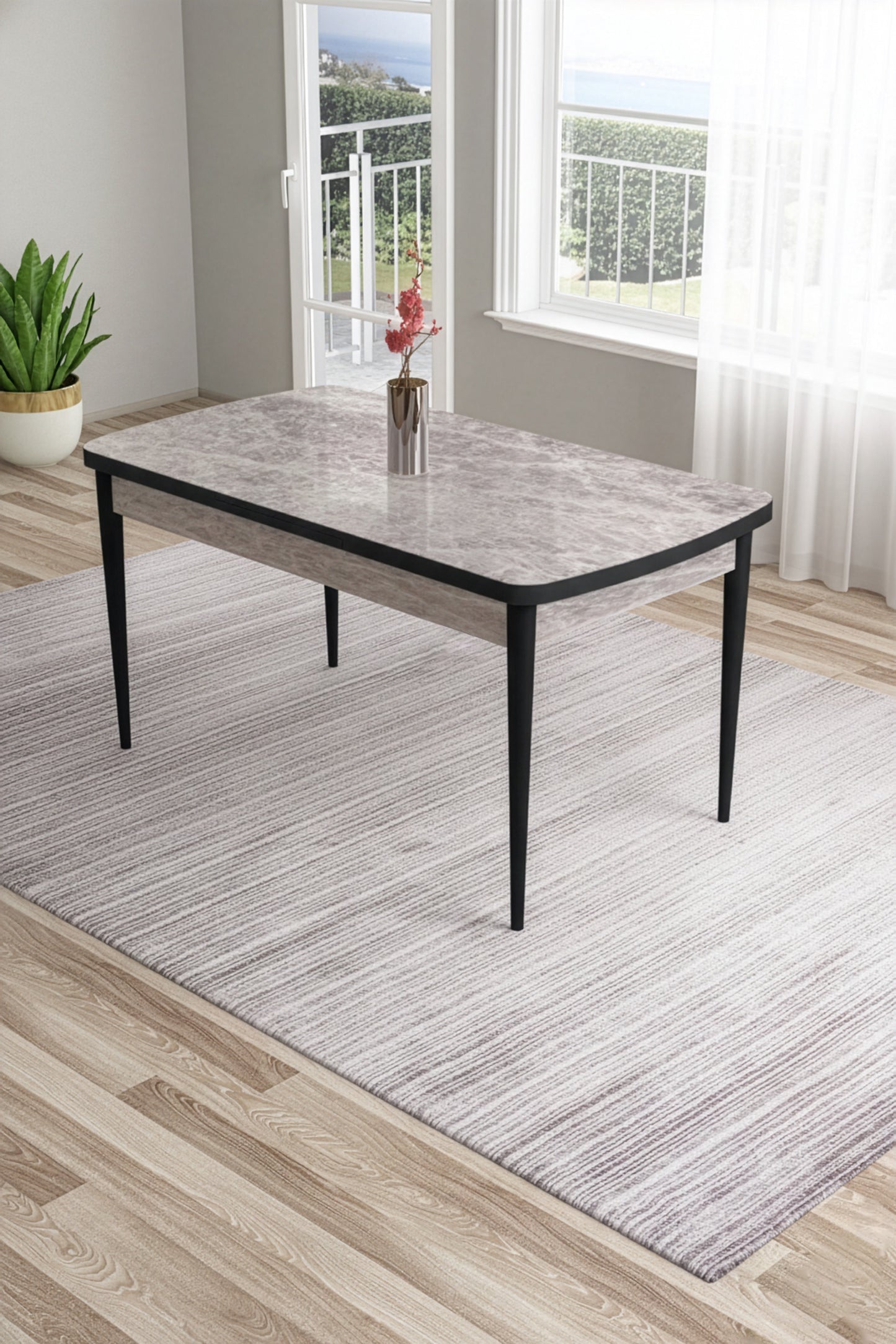 Mira Series Extendable Dining Table with 6 Chairs - Modern Wood Design