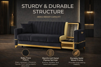 Istanbul Modern Black 3+2+1 Seater Sofa Bed