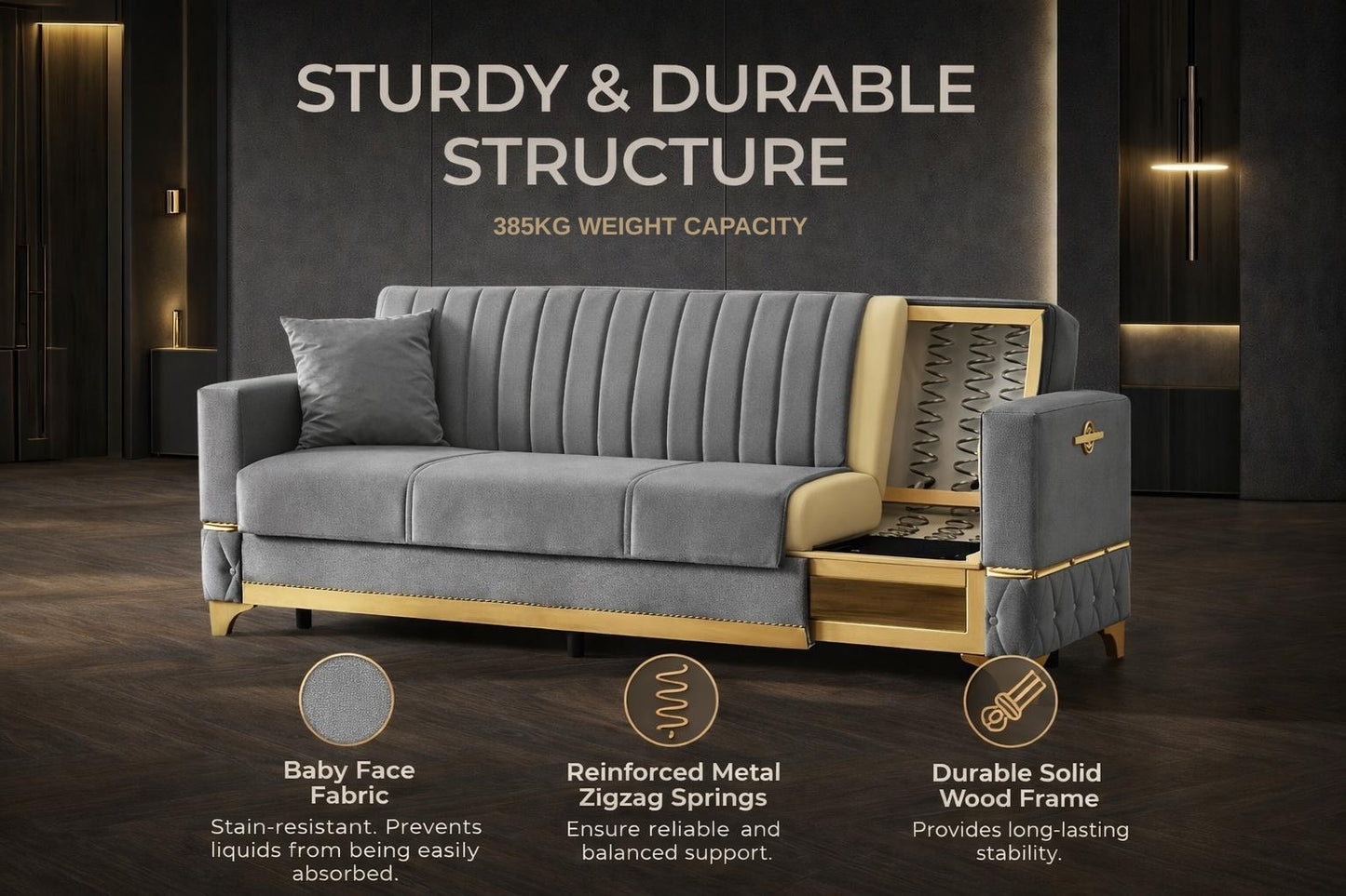 Istanbul Modern Gray 3+2+1 Seater Sofa Bed