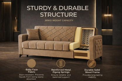 Chester 3+2+1 Seater Sofa Bed - Beige