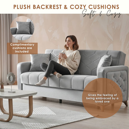 Chester 3+2+1 Seater Sofa Bed -  Gray