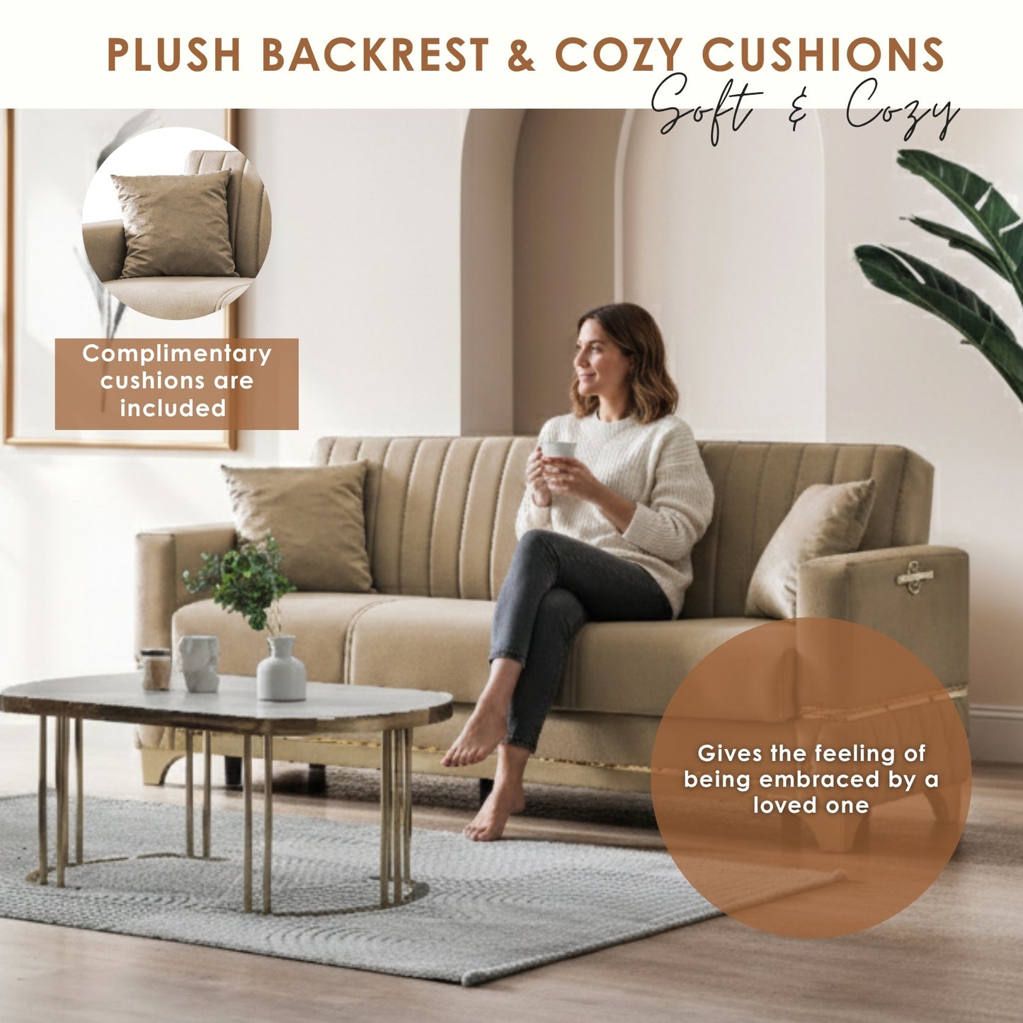 Istanbul Modern Beige 3+2+1 Seater Sofa Bed