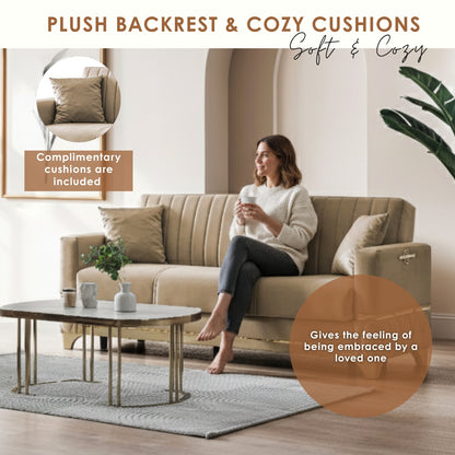Istanbul Modern Beige 3+2+1 Seater Sofa Bed