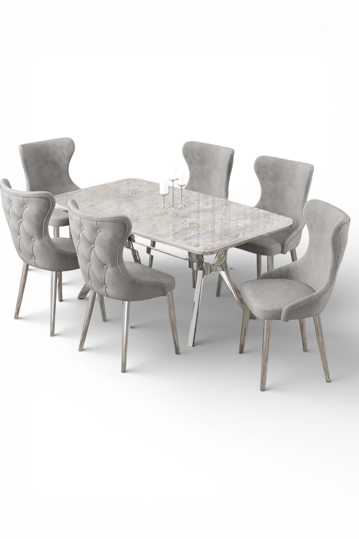 Esla Series Dining Set - 1 Table & 6 Chairs - Modern Minimalist Design