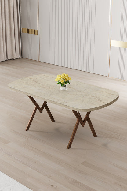 Radon Series  Dining Table with 6 Babyface Fabric Chairs
