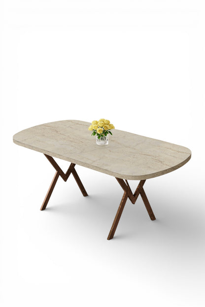 Radon Series  Dining Table with 6 Babyface Fabric Chairs