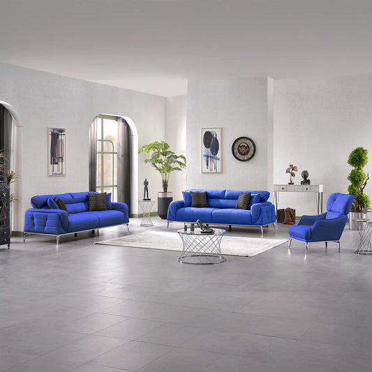 Royal Elegant Dark Blue 3+2+1 Sofa Set