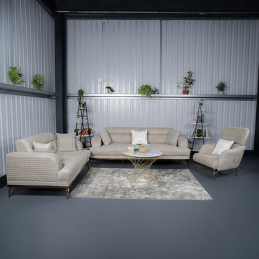 Venture 3+2+1 Seater Beige - Bronze Metal Leg