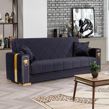 Lion Modern Black 3 Seater Sofa