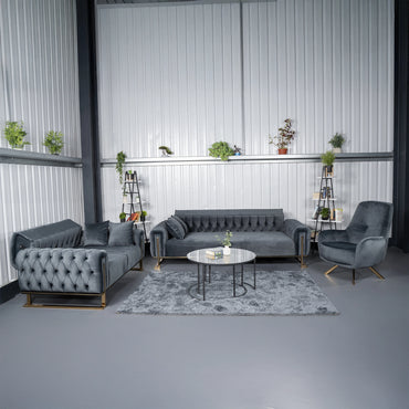 Tokio Elegant Dark Gray 3+2 Sofa Set