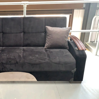 D-Arm Comfortable Black 3 Seater Sofa