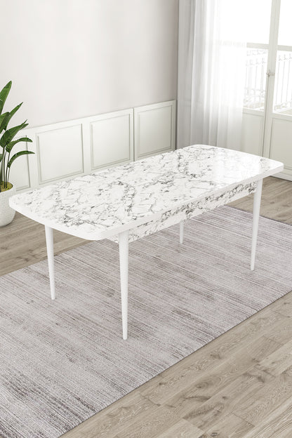 Exve Modern Extendable Dining Table Set with 6 Babyface Chairs