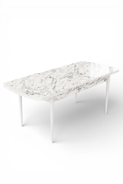 Exve Modern Extendable Dining Table Set with 6 Babyface Chairs