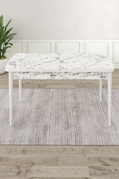 Exve Modern Extendable Dining Table Set with 6 Babyface Chairs