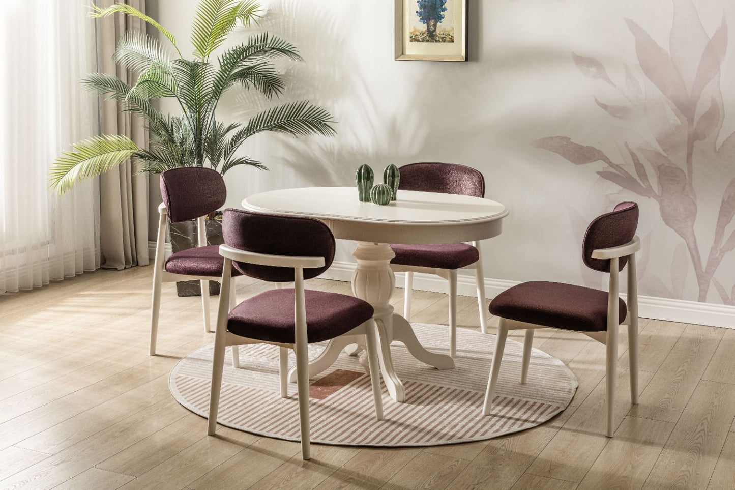 Iris Series Luxury Lacquered Extendable Dining Table Set– 6 Chairs