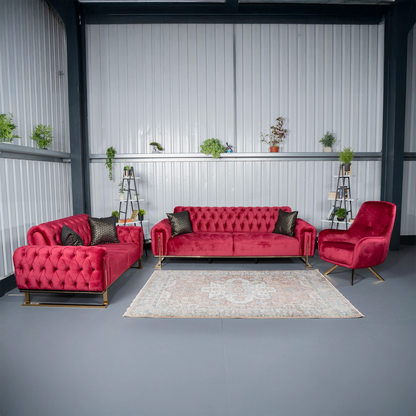 Tokio Elegant Dark Red 3+2+1 Sofa Set