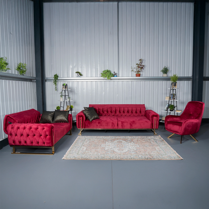 Tokio Elegant Dark Red 3+2+1 Sofa Set