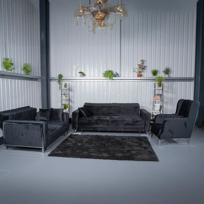 Lorena Elegant Black 3+2 Sofa Set