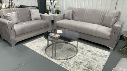 Diamond Elegant Gray Silver 3+2+1 Seater Sofa Bed