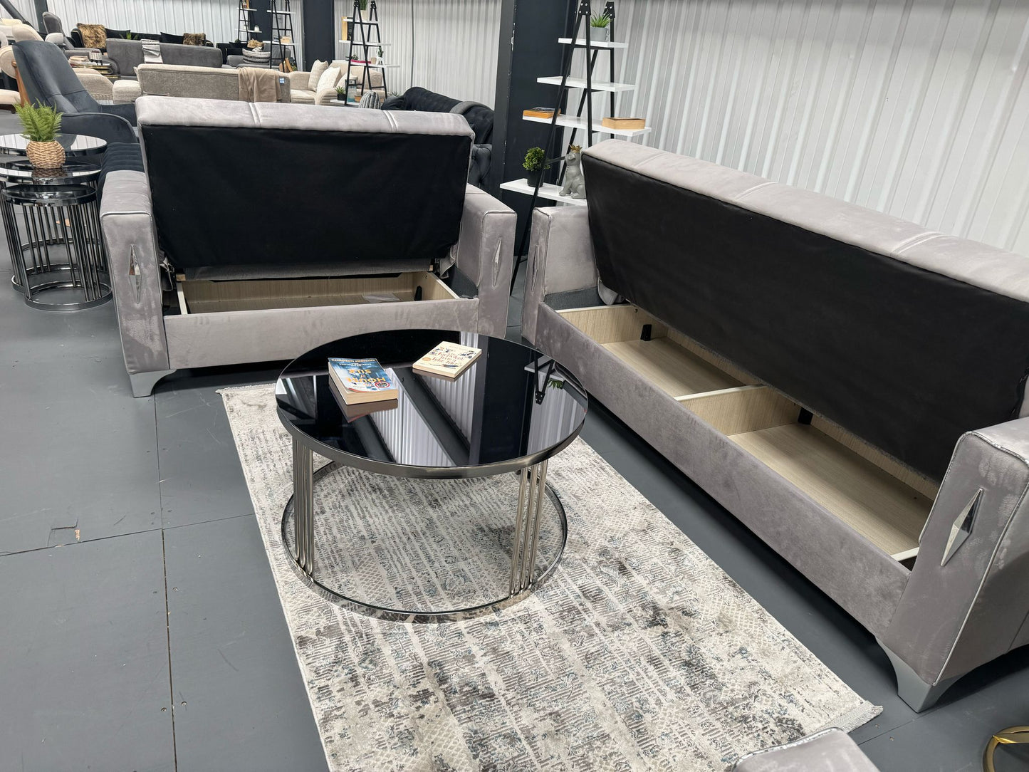 Diamond Elegant Gray Silver 3+2+1 Seater Sofa Bed