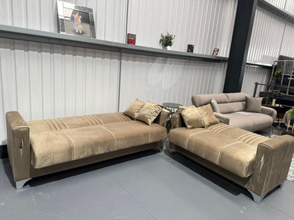 Diamond Elegant Cream Beige 3+2+1 Seater Sofa Bed