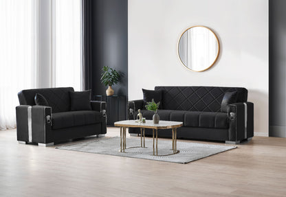 Lion Modern Black Silver 3+2+1 Seater Sofa Bed