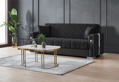 Lion Modern Black Silver 3+2+1 Seater Sofa Bed