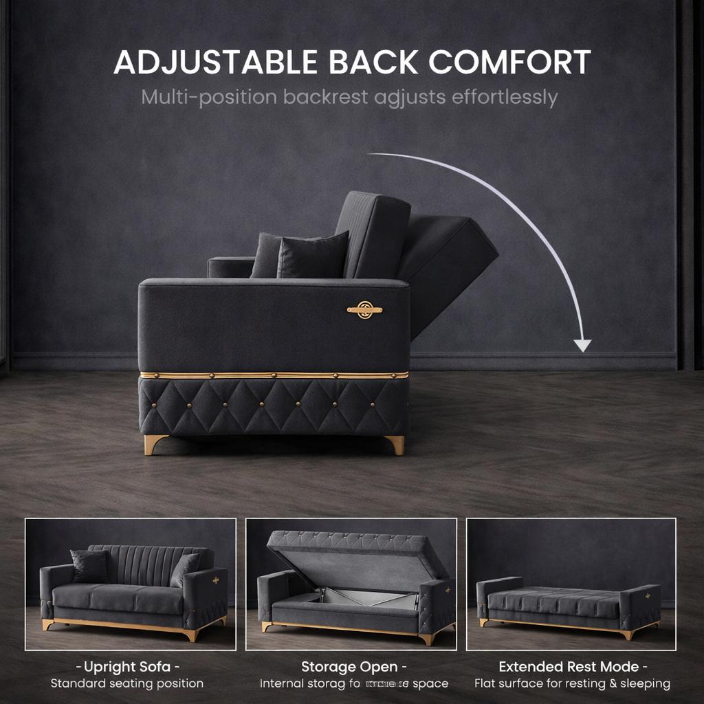 Istanbul Modern Black 3+2+1 Seater Sofa Bed