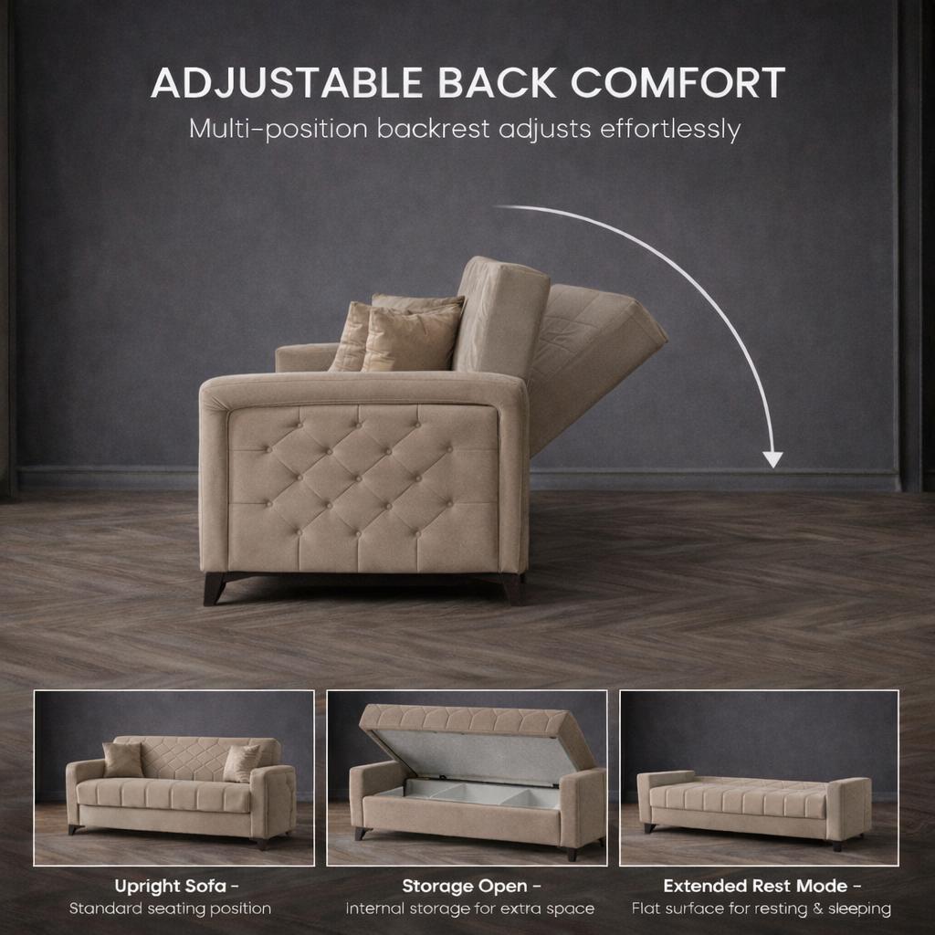 Chester 3+2+1 Seater Sofa Bed - Beige