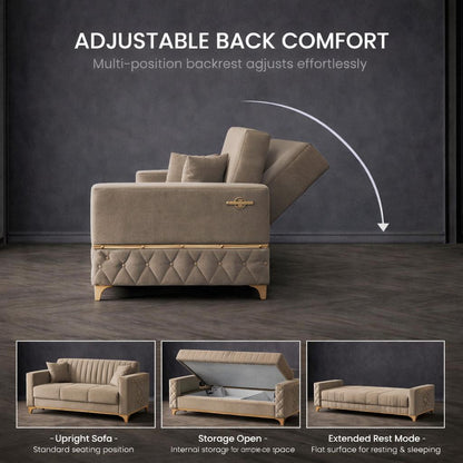 Istanbul Modern Beige 3+2+1 Seater Sofa Bed
