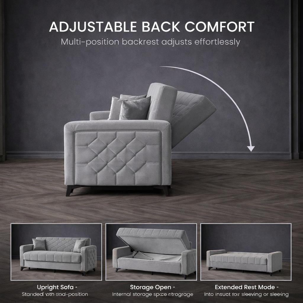 Chester 3+2+1 Seater Sofa Bed -  Gray