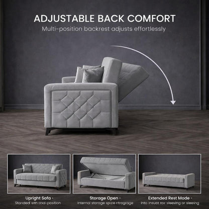 Chester 3+2+1 Seater Sofa Bed -  Gray