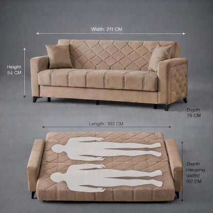 Chester 3+2+1 Seater Sofa Bed - Beige