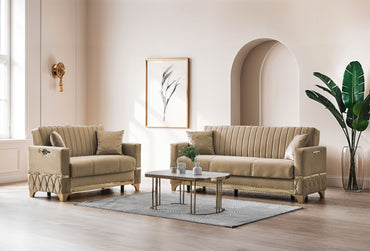 Istanbul Modern Beige 3+2+1 Seater Sofa Bed