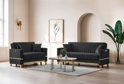 Istanbul Modern Black 3+2+1 Seater Sofa Bed