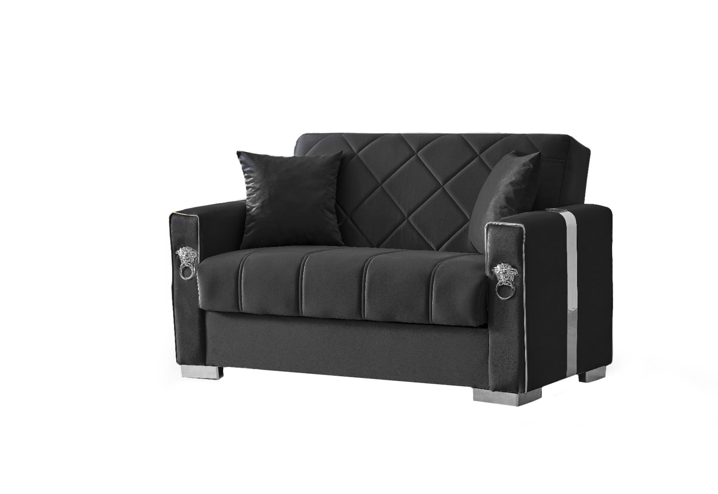 Lion Modern Black Silver 3+2+1 Seater Sofa Bed