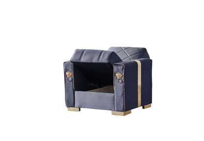 Lion Modern Blue Gold 3+2+1 Seater Sofa Bed