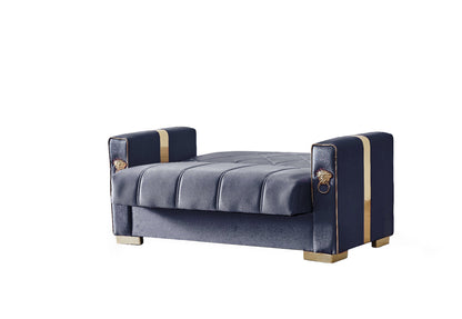 Lion Modern Blue Gold 3+2+1 Seater Sofa Bed
